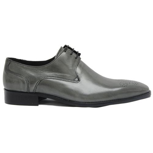 Duca Di Matiste 1550 Grey Genuine Calfskin Leather Oxford Shoes.